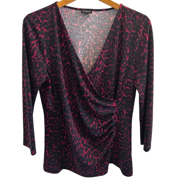 Talbots Tops - Talbots Black and Red Leopard Print Blouse